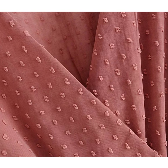 Swiss Mesh Dot Side Tie Jumpsuit Mini Dress Mauve - Picture 9 of 16